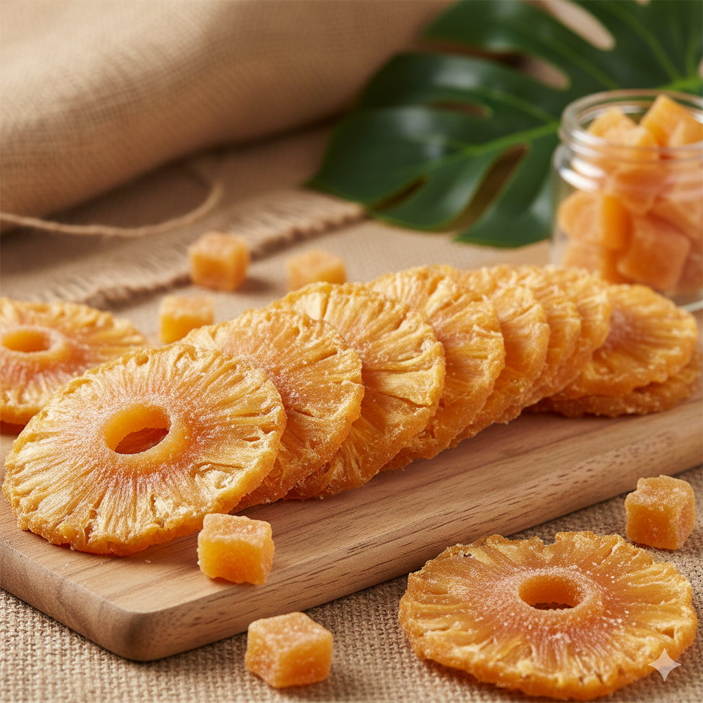 Ananá en rodajas deshidratado